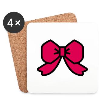 red ribbon bow - Coasters (set of 4) - white - Front