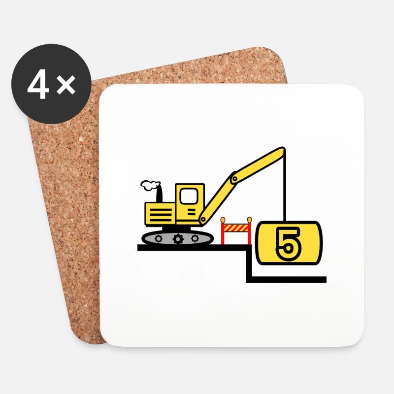 Bagger - Untersetzer (4er-Set) - Weiß