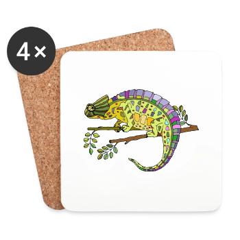 Caméléon - Dessous de verre (lot de 4) - blanc - Devant