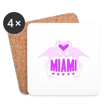 Miami USA 2 Flamingos Herz Vögel Amerika Florida - Untersetzer (4er-Set) - Weiß - Vorne