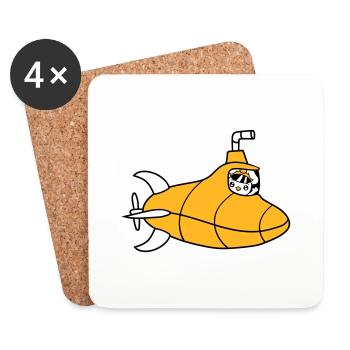 sous-marin oiseau canard capitaine poussin mignon bande dessinée dessin animé - Dessous de verre (lot de 4) - blanc - Devant