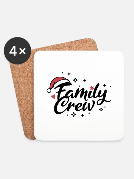 Family Crew Weihnachten - Untersetzer (4er-Set) - Weiß