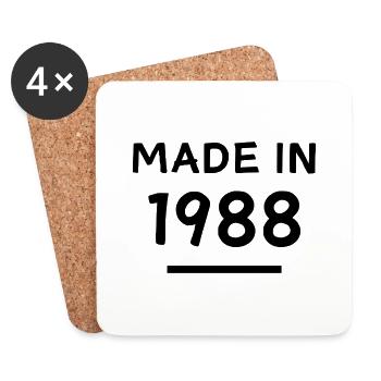 Fabriqué en 1988 - Année de naissance / Anniversaire - Dessous de verre (lot de 4) - blanc - Devant