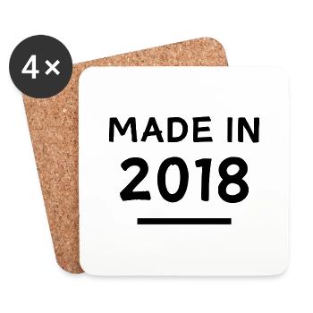 Fabriqué en 2018 - Année de naissance / Anniversaire - Dessous de verre (lot de 4) - blanc - Devant
