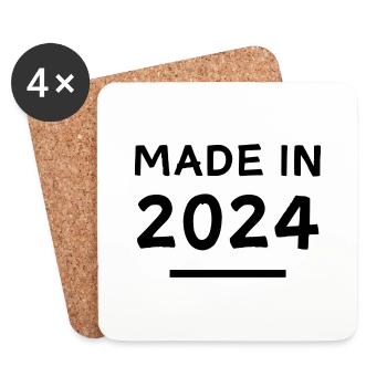 Fabriqué en 2024 - année de naissance / anniversaire - Dessous de verre (lot de 4) - blanc - Devant
