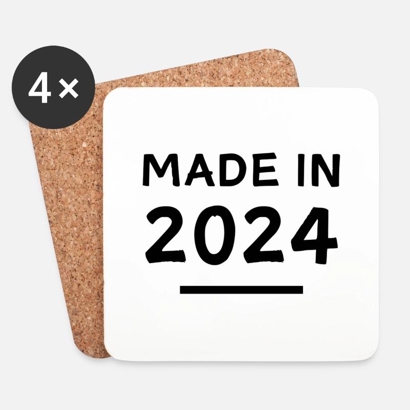 Made in 2024 - Geburtsjahr / Geburtstag - Untersetzer (4er-Set) - Weiß