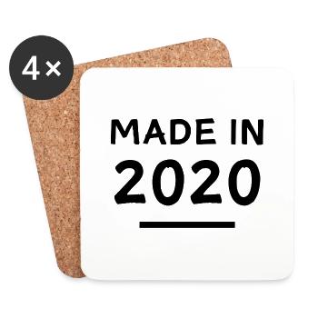Fabriqué en 2020 - Année de naissance / Anniversaire - Dessous de verre (lot de 4) - blanc - Devant