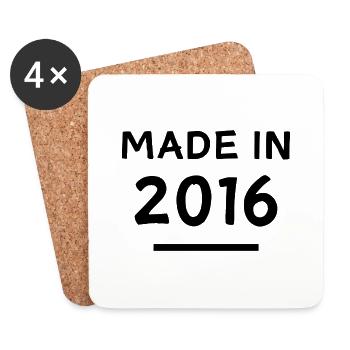 Made in 2016 - Geburtsjahr / Geburtstag - Untersetzer (4er-Set) - Weiß - Vorne