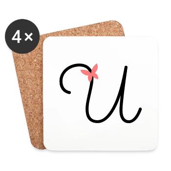 Buchstabe U Schmetterlingsbuchstabe - Untersetzer (4er-Set) - Weiß - Vorne