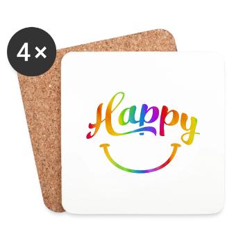happy quotes positive quote cute love positivity - Coasters (set of 4) - white - Front