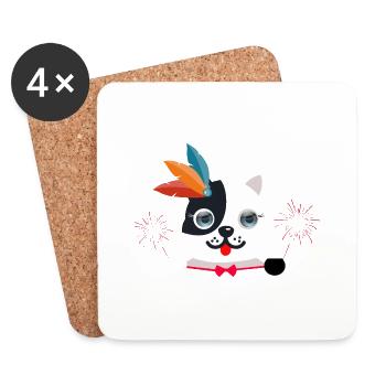 Сute chat aux yeux bleus - Dessous de verre (lot de 4) - blanc - Devant