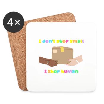 Shop Small, Shop Human - Dessous de verre (lot de 4) - blanc - Devant