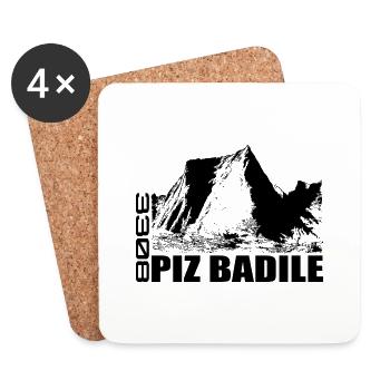 Piz Badile, Montagne, Montagnes, Suisse, Bregaglia, Alpes - Dessous de verre (lot de 4) - blanc - Devant