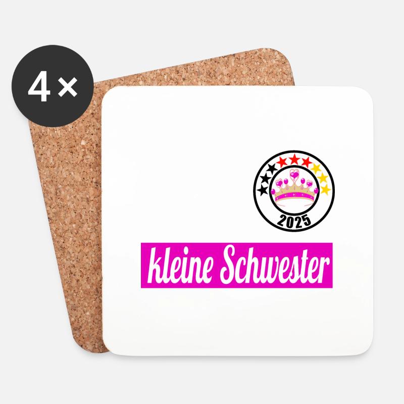kleine Schwester 2025 - Untersetzer (4er-Set) - Weiß