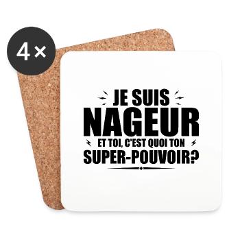 I'm a swimmer. What's your superpower? - Coasters (set of 4) - white - Front