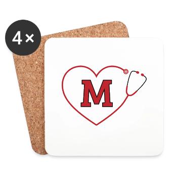 Buchstabe m Stethoskop - Untersetzer (4er-Set) - Weiß - Vorne