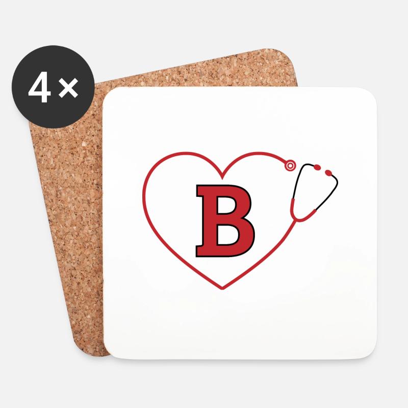Stethoskop mit Buchstabe B - Untersetzer (4er-Set) - Weiß