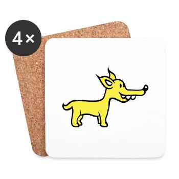 chien se tient mignon petit chiot heureux animal de compagnie - Dessous de verre (lot de 4) - blanc - Devant