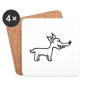 chien se tient mignon petit chiot heureux animal de compagnie - Dessous de verre (lot de 4) - blanc - Devant