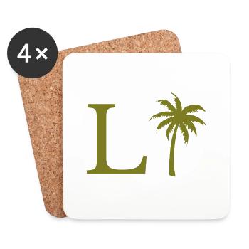 Lettre l vert Palm - Dessous de verre (lot de 4) - blanc - Devant