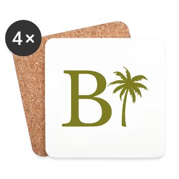 Lettre b vert Palm - Dessous de verre (lot de 4) - blanc - Devant