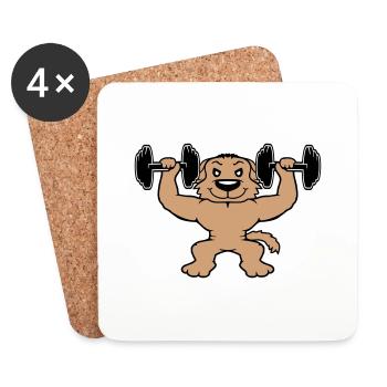 Dog Bodybuilder Strong Muscles Gym Weightlifting - Coasters (set of 4) - white - Front
