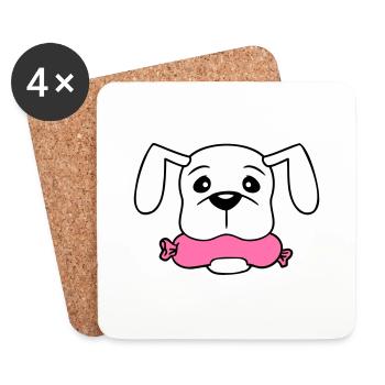 Chien Saucisse Bouche Faim Nourriture Mange Saucisses Sucré - Dessous de verre (lot de 4) - blanc - Devant