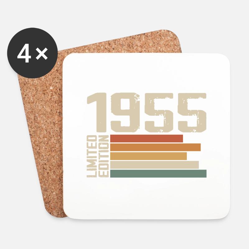 1955 Vintage - Retro 1955 Geburtstagsgeschenk 1955 - Untersetzer (4er-Set) - Weiß