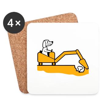 os de chien enterrer pelle excavatrice creuser creuser à l’aide d’un chien - Dessous de verre (lot de 4) - blanc - Devant