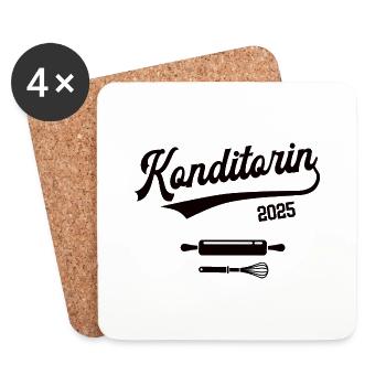 Konditorin 2025 Beruf Konditor Konditorei Bäckerin - Untersetzer (4er-Set) - Weiß - Vorne