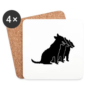 3 Dogs Sitting Team Crew Three Friends Silhouette - Coasters (set of 4) - white - Front