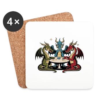 Dragons cartes à jouer - Dessous de verre (lot de 4) - blanc - Devant