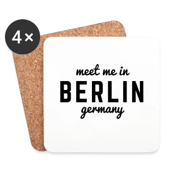 Berlin Deutschland Fan Flagge Design T Shirt - Untersetzer (4er-Set) - Weiß - Vorne