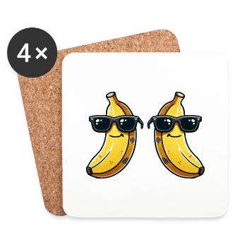 banane sonnenbrille comic 2 - Untersetzer (4er-Set) - Weiß - Vorne