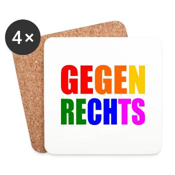 Gegen rechts - Untersetzer (4er-Set) - Weiß - Vorne