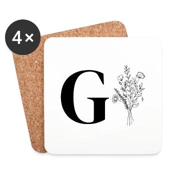 Minimalist flowers - Coasters (set of 4) - white - Front