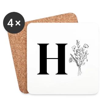 Minimalist flowers - Coasters (set of 4) - white - Front