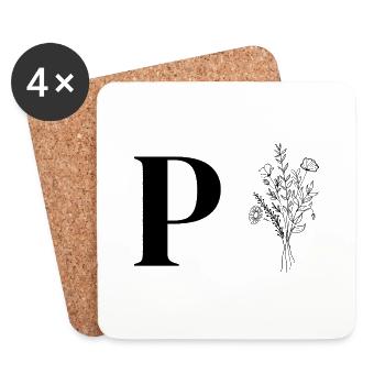 Minimalist flowers - Coasters (set of 4) - white - Front