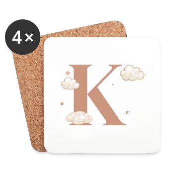 Lettre k nuages étoiles - Dessous de verre (lot de 4) - blanc - Devant