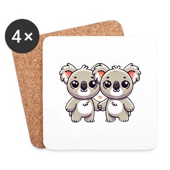Two Cute Koala Friends Holding Hands - Untersetzer (4er-Set) - Weiß - Vorne