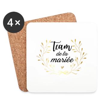 Team de la mariée couronne doré - Dessous de verre (lot de 4) - blanc - Devant