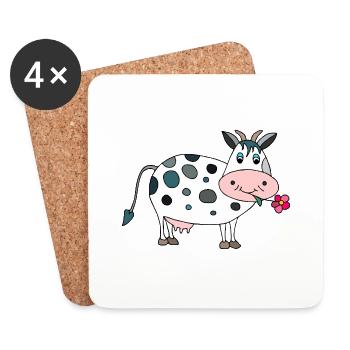 Vache - Dessous de verre (lot de 4) - blanc - Devant