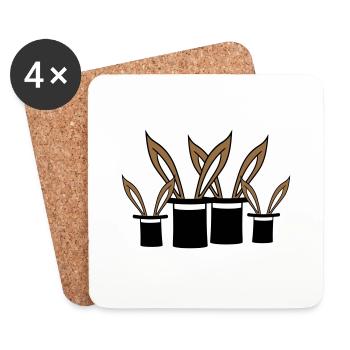 4 Bunnies Family Top Hat Magic Trick 4 Kids - Coasters (set of 4) - white - Front