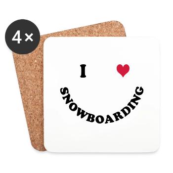 I love Snowboarding - Untersetzer (4er-Set) - Weiß - Vorne