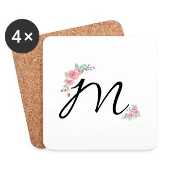 Letter m flowers - Coasters (set of 4) - white - Front