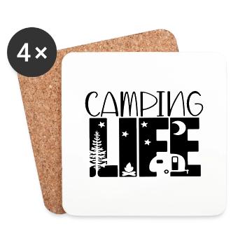 la vie en camping - Dessous de verre (lot de 4) - blanc - Devant