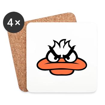 Duck looks funny angry angry mean sour look - Coasters (set of 4) - white - Front
