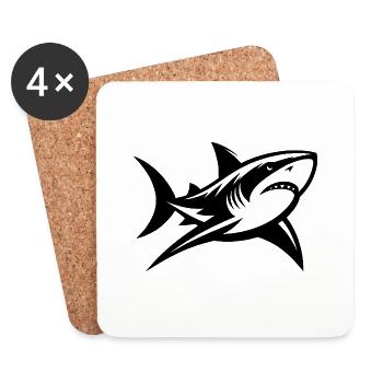 Le requin des profondeurs rencontre le tatouage Sharp et élégant - Dessous de verre (lot de 4) - blanc - Devant