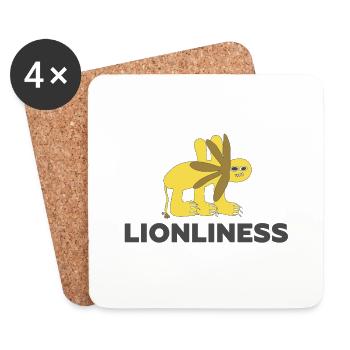 LIONLINESS - Lion seul art outsider - Dessous de verre (lot de 4) - blanc - Devant