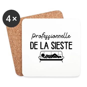 Professionnelle de la sieste - Dessous de verre (lot de 4) - blanc - Devant